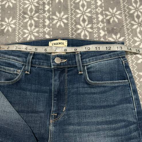 L'Agence L’agence Sada High Rise Cropped Slim Jean In Mesa Wash Raw Hem Size 25