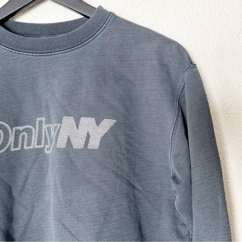 Only  NY Logo Crop Crewneck Sweatshirt Gray Size Large