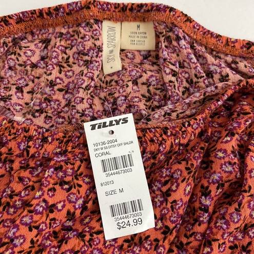 Sky And Sparrow  Coral Floral Crop Top Size Medium NWT
