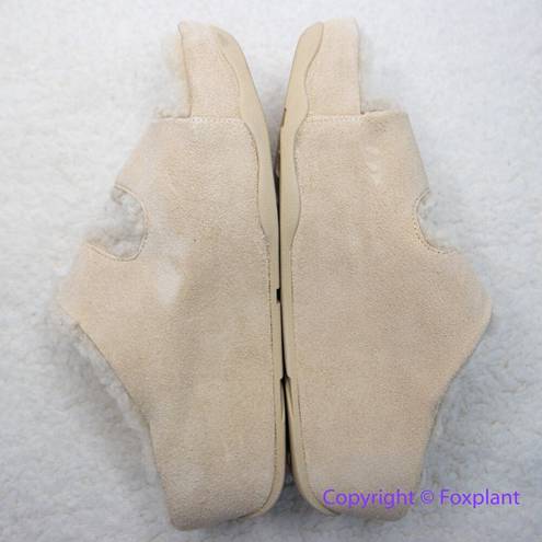 FitFlop New!  shuv Two-Bar Shearling-lined Suede Slides in rose cream, size 5