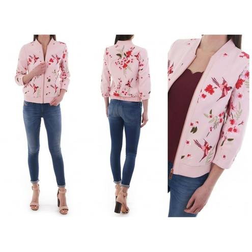 Ted Baker 💕 LONDON💕 Llelah Bomber Jacket Bird & Blossom Print Embroidered 6 NWT