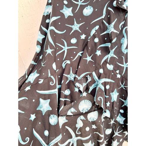 Agua Bendita  x Target Deep Sea Print Ruffle Wrap Midi Skirt Blue Black Women's L