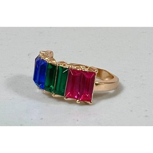 The Row Gold Pink Blue Green Diamond Gemstone Band Ring Jewelry Size 7 🩷💙💚✨