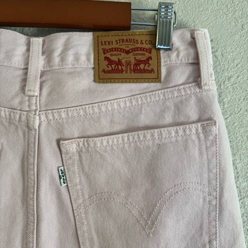 Levi’s  Womens Light Baby Pink Denim Jean Raw Hem Mini Skirt Barbie White Tab 27