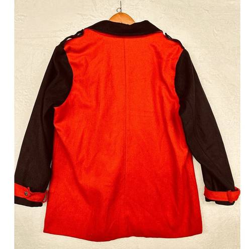 Miss London  Wool Jacket Coat Womens 2X Red Black Military Retro Vintage Parka ^