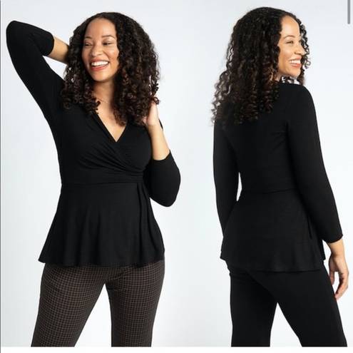 Betabrand  Pose Peplum Top Black L