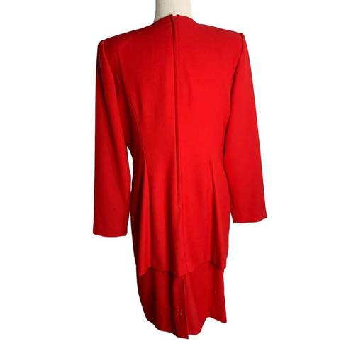 One Piece Vintage 90s Studio I  Suit Dress 10 Red Sequin Long Sleeve Button Lined