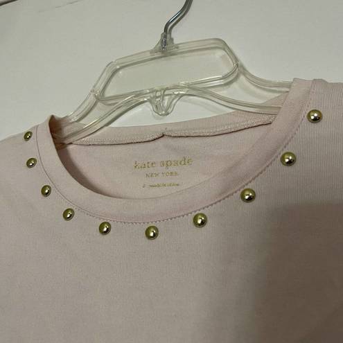 Kate Spade  New York pink crew neck cotton shirt ruffle hem size Small