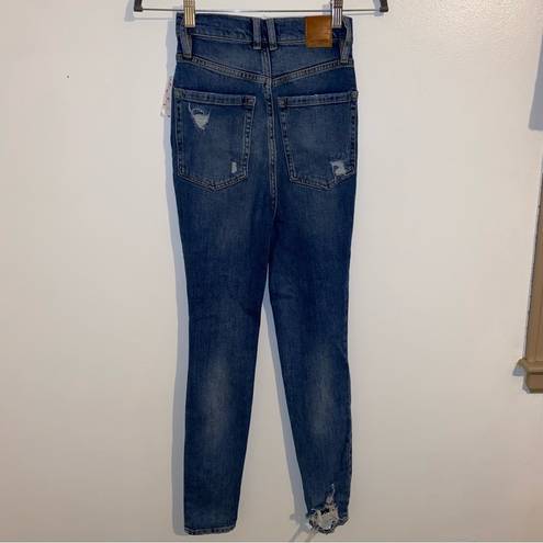 We The Free Free People  Phoenix Ripped Skinny Jeans size 24 Blue 🆕