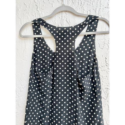 Joie  Sleeveless Polka Dot Silk Racerback Tank Top Black White Women's Size XS