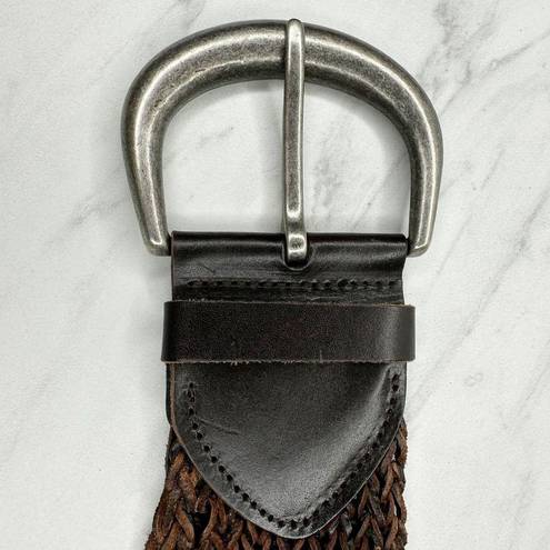 Chico's  Vintage Wide Brown Genuine Leather Braided Woven Belt Size Medium M