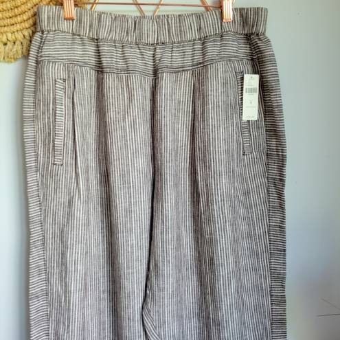 Anthropologie , New, Hei Hei 100% Linen Striped Crop Beach Pants, Size Medium