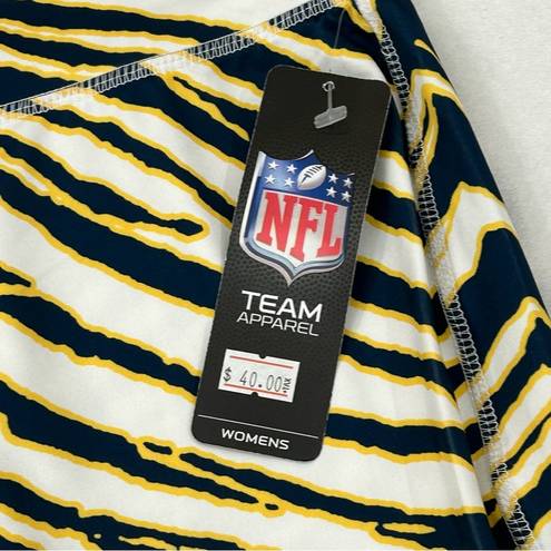 Majestic Zubaz NFL Los Angeles Chargers Navy Yellow Striped  Yoga Pants Womens L