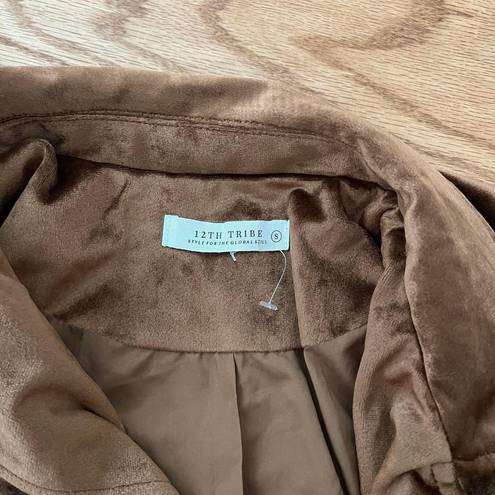 12th Tribe Brown Velvet Long Coat