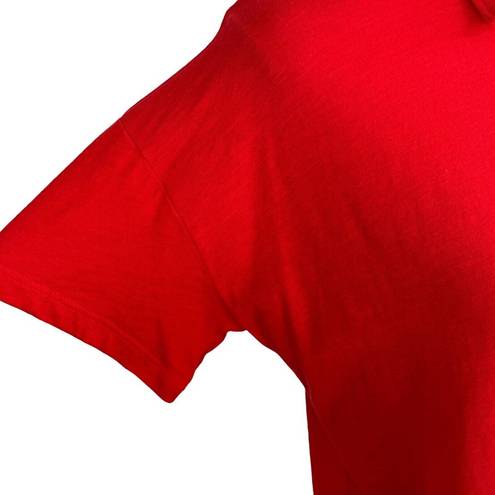 Style & Co  Petite Medium Polo Top Short Sleeves Button Neck Lightweight Red New