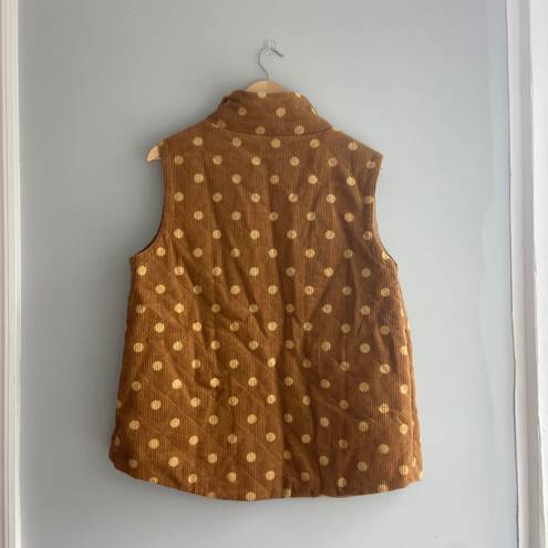 easel Brown Polka Dot Corduroy Vest