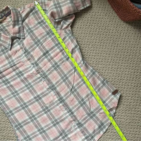 Roxy  Soft Cotton Plaid Pastel Button Down Collared Shirt Medium