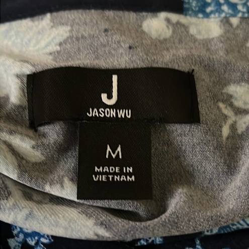 Jason Wu J  City Long Sleeve Mock Neck Shirt Blue Floral M