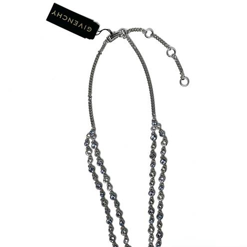 Givenchy | NWT Double Layered Crystal Rhodium Pave Y-Necklace