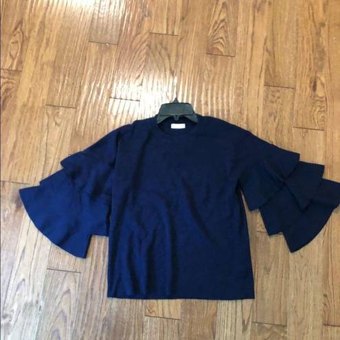 The Row All navy bell sleeve tiered sweater size m