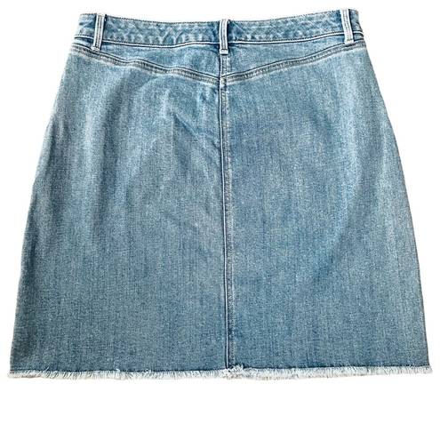 Talbots  Blue Raw Fringe Hem Stretch Modest Western Classic Denim Jean Skirt