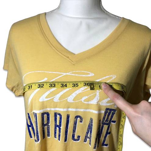 Rivalry Threads NWOT University of Tulsa Hurricane Light Yellow Blue V-Neck Tee T-Shirt Top New