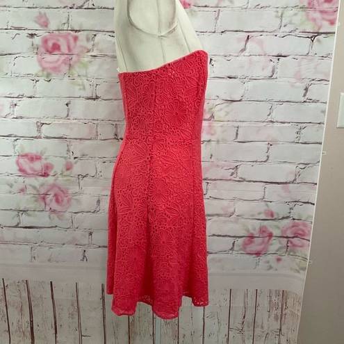 Lilly Pulitzer  Women's Strapless Vicki Island Lace Dress In Coral Size 8