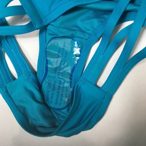 Carmen Marc Valvo  Teal Strappy Bikini Bottoms