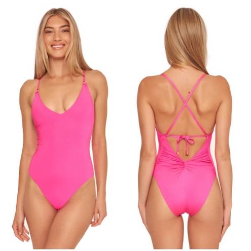 Trina Turk 💕💕 Monaco Convertible One Piece Swimsuit ~ Pitaya Pink 4 NWT