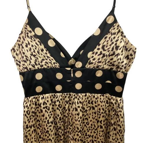 Oleg Cassini OC By  Leopard Animal Print Fit & Flare 100% Silk Dress Size 6 Y2K