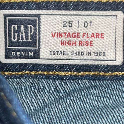 Gap NWT  High Rise Vintage Flare Stretch Denim Jeans Dark Wash 25 O Tall T