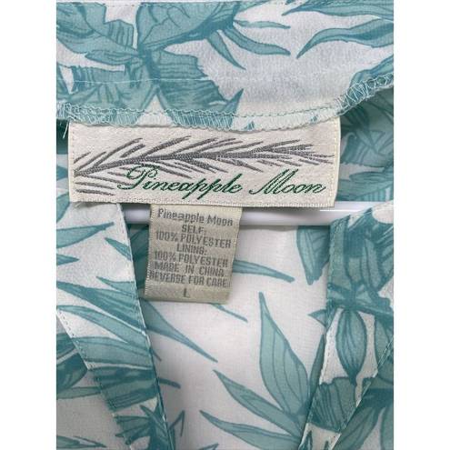 The Moon Pineapple Womens Blouse sz L Leaf Hawaii Print Button up
