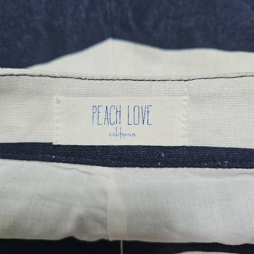 Peach Love California Peach Love Womens S Linen Viscose Blue White Nautical Stripe Scalloped Short NEW