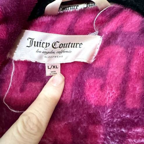 Juicy Couture  Robe Womens Size L/XL Logo Spell Out Hooded Pockets Soft Belted