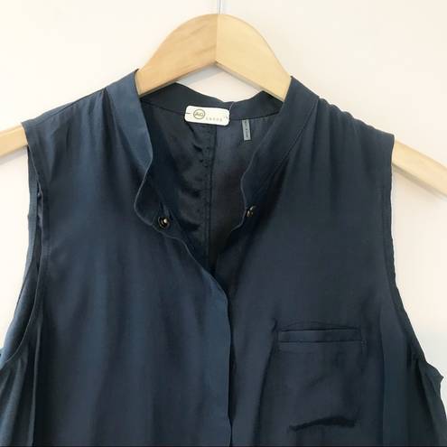 AG Adriano Goldschmied Adriano Goldschmied AG Anthro Navy Blue Silk Sleeveless Blouse Top L new nwt