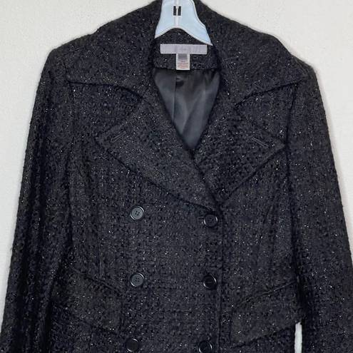 5|48  Metallic Black Coat Wool Blend
