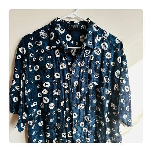 Structure ★ Vintage 90’s  Pattern Casual Button Down - Blue/White ★