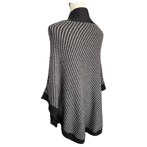 Banana Republic  Sweater Womens M Cape Poncho Wool Blend Mock Neck Striped Black