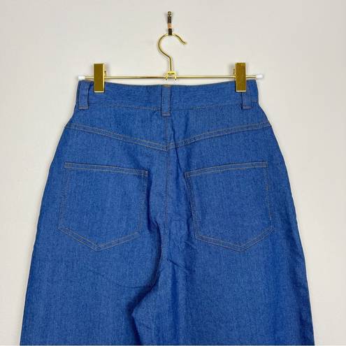 Unique Vintage  Denim Blue Chisholm Culottes Cropped Wide Leg Pants Size XS