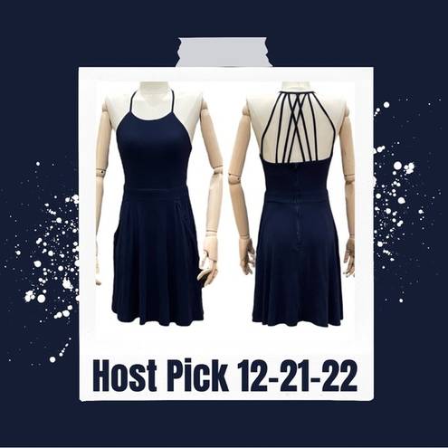 B Darlin 🎉HP🎉  navy blue juniors minidress w/ pockets/ 3/4 /Excellent condition