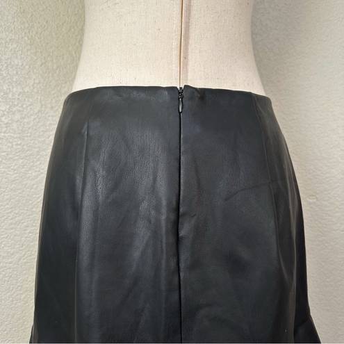 Who What Wear  Black Faux Leather Mini Skirt with Ruffle Lace Hem