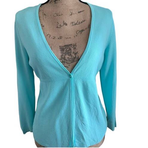 Krass&co Vintage NY& Cardigan Turquoise One Button Long Sleeves Women 90s/Y2K