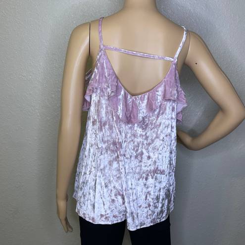 Grayson Threads Grayson Thread Velour Ruffled Tank Top Light Purple Size Medium