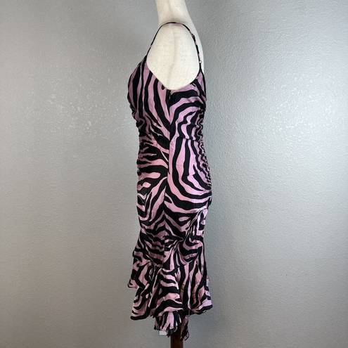 Betsey Johnson Vintage  Wiggle Bodycon Dress Size 10 Pink Black Animal Print Silk