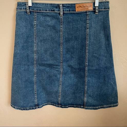 Suzanne Betro Button Down Knee Length Denim Skirt