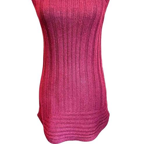 Tahari  Maroon Turtleneck Sleeveless Tunic Sweater Wool & Yak Hair Blend Size M