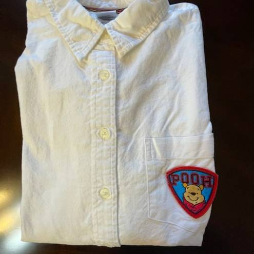 Disney Vintage  Winnie The Pooh Icon Badge Women's Button Down Shirt XL