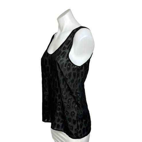 Equipment  $158 Kaylen Black Silk Animal Leopard Print Sleeveless Tank Top Sz XS