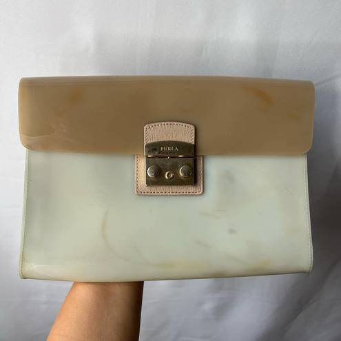 Furla  Beige Cream Jelly Crossbody Clutch Bag