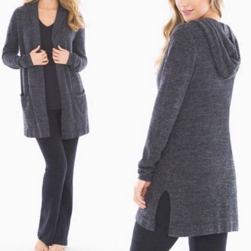 Barefoot Dreams  Cozy Chic Lite Gray Resort Soft Hooded Cardigan Sweater